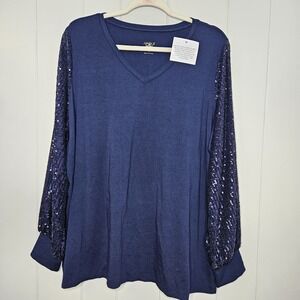 Jingle Belles Kim Gravel XL Sequence Sleeves Navy Blue